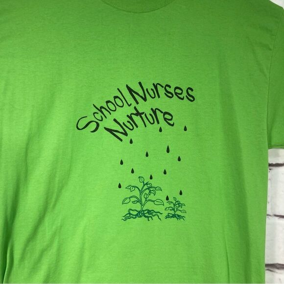 School Nurses Nurture T Shirt SZ XL Green Short Sleeves Fruit of the Loom Crew - Picture 3 of 5